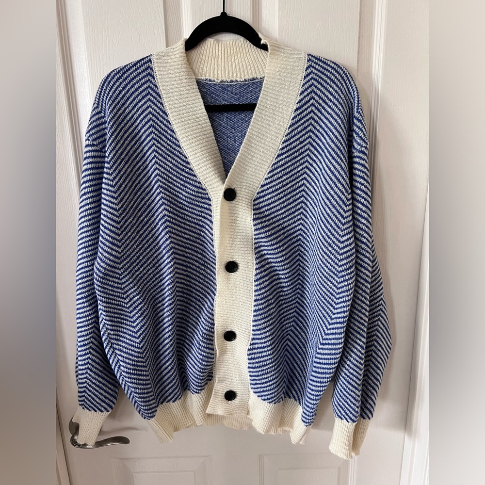 Manfinity Sporsity Men Contrast Trim Chevron Pattern Drop Shoulder Cardigan Xl
